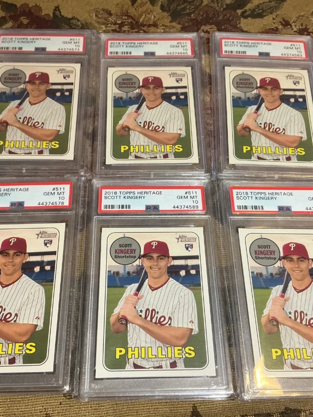 1 Scott Kingery 2018 Topps Heritage #511 rookie card Graded PSA 10